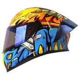 Casco Shaft 526sp Evo Armored Naranja Azul Visor Iridium Azul